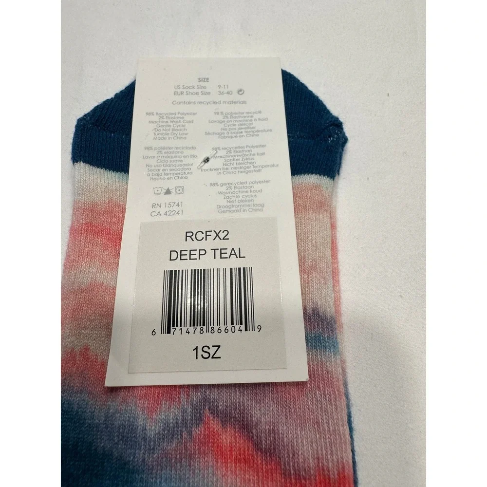 PJ Salvage Live Life Cozy Tie Dye Crew Socks OS Deep Teal Pink New With Tag
